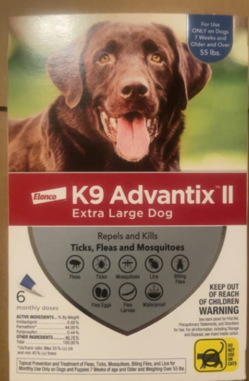 K9 Advantix II Flea & Tick Prevention Extra Large Dogs - 6 Doses - New In Box